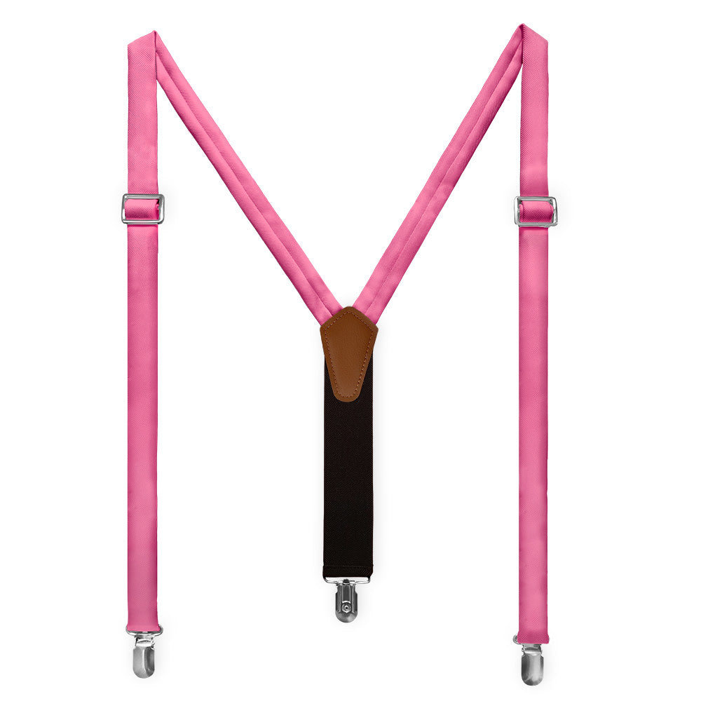 Solid KT Pink Suspenders - Full Front View - Knotty Tie Co.