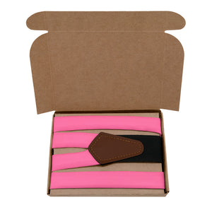 Solid KT Pink Suspenders - Kraft Gift Box Packaging - Knotty Tie Co.