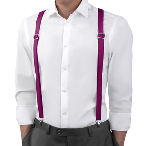 Solid KT Plum Suspenders - On Model Back View - Knotty Tie Co.