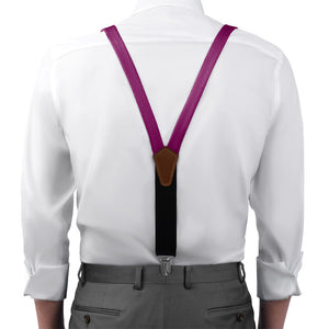 Solid KT Plum Suspenders - On Model Front View - Knotty Tie Co.