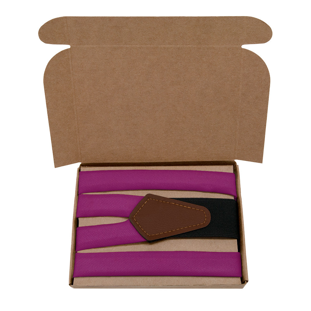 Solid KT Plum Suspenders - Kraft Gift Box Packaging - Knotty Tie Co.