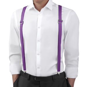 Solid KT Purple Suspenders - On Model Back View - Knotty Tie Co.