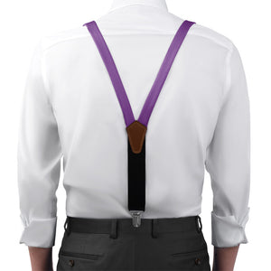 Solid KT Purple Suspenders - On Model Front View - Knotty Tie Co.