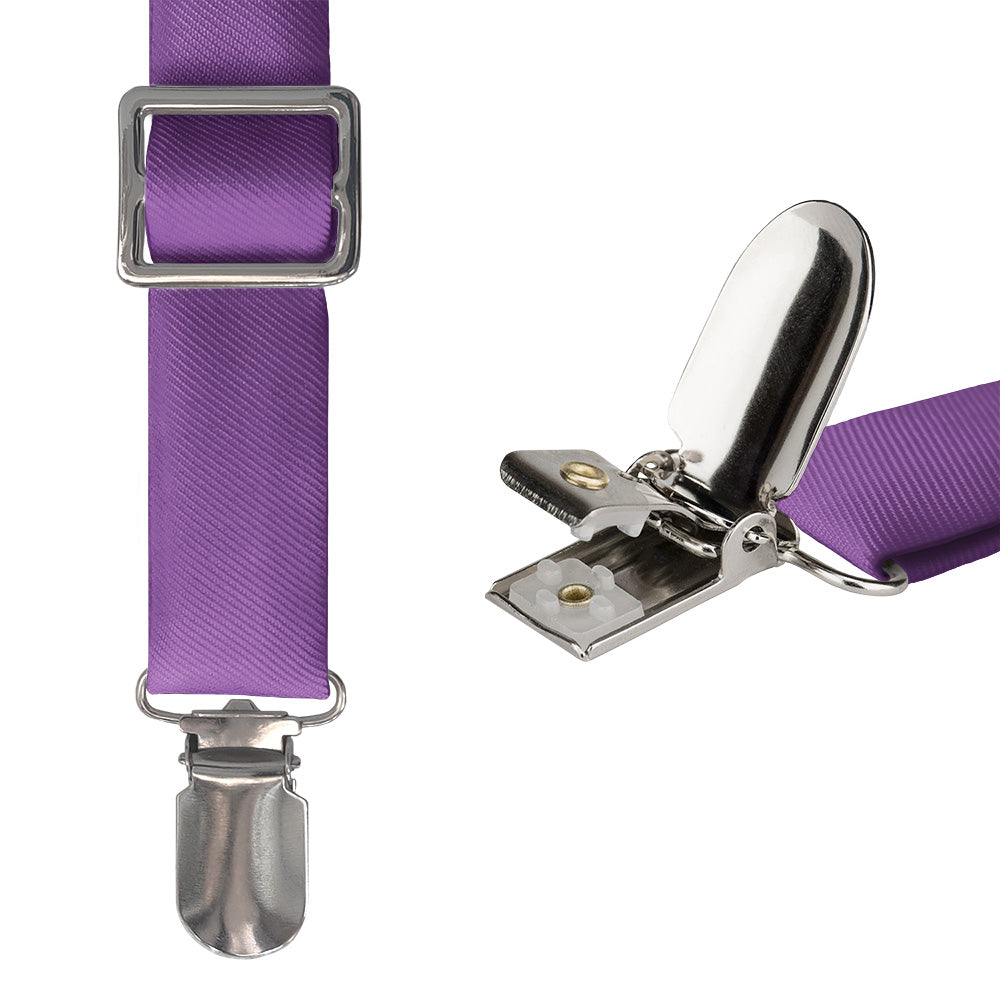 Solid KT Purple Suspenders - Hardware and Strap - Knotty Tie Co.