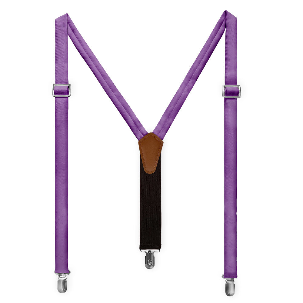 Solid KT Purple Suspenders - Full Front View - Knotty Tie Co.