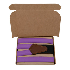 Solid KT Purple Suspenders - Kraft Gift Box Packaging - Knotty Tie Co.