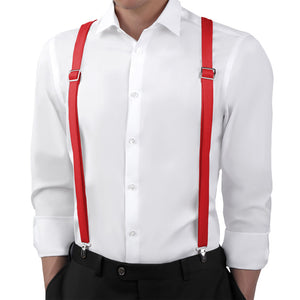 Solid KT Red Suspenders - On Model Back View - Knotty Tie Co.