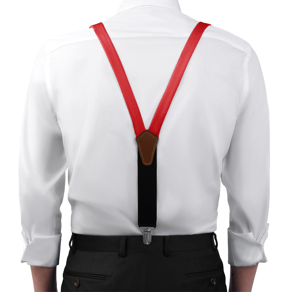 Solid KT Red Suspenders - On Model Front View - Knotty Tie Co.