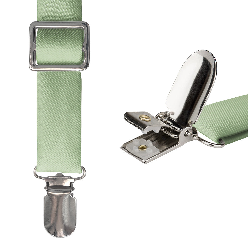 Solid KT Sage Green Suspenders - Hardware and Strap - Knotty Tie Co.