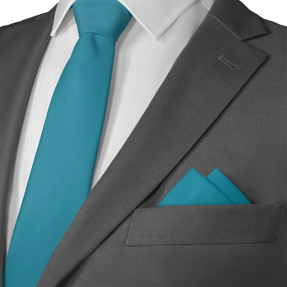 Solid KT Teal Pocket Square - Matching Necktie- Knotty Tie Co.