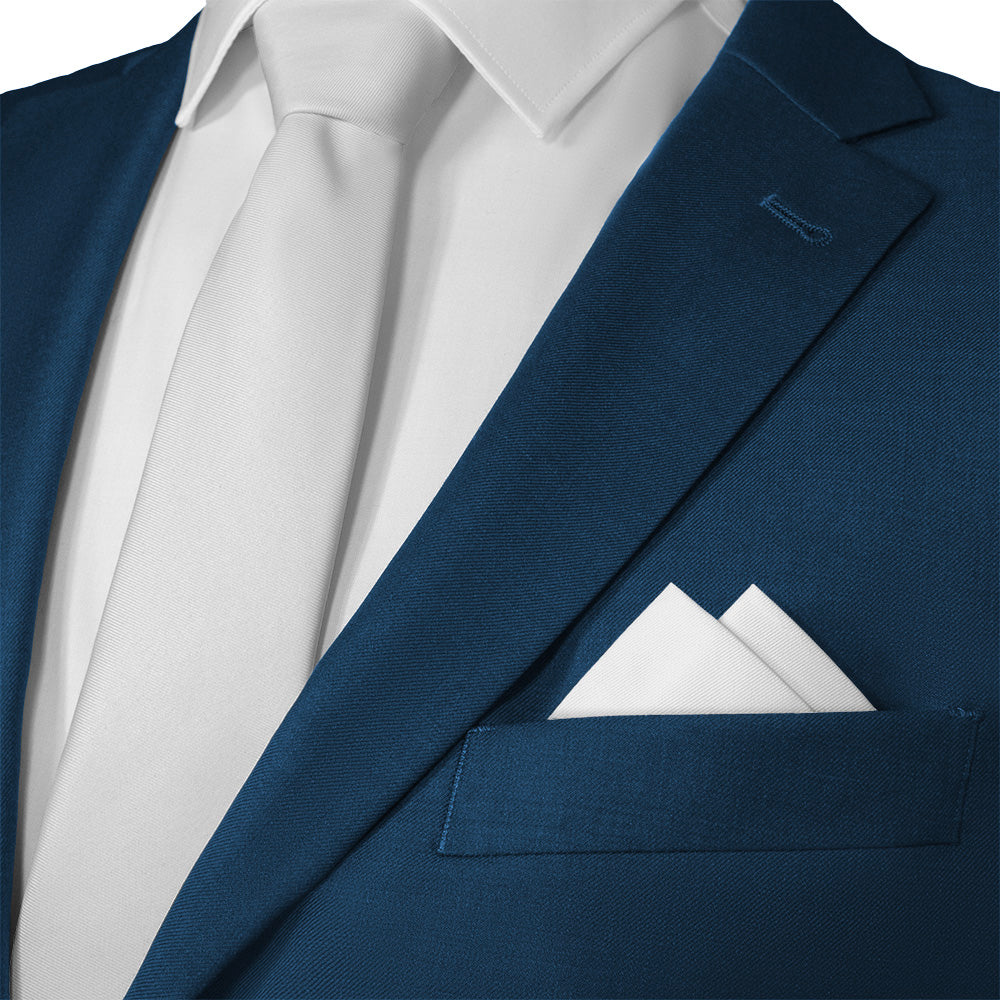 Solid KT White Pocket Square - 12" Square - Knotty Tie Co.