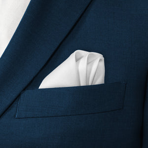 Solid KT White Pocket Square - Wave Fold - Knotty Tie Co.