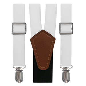 Solid KT White Suspenders - Main View - Knotty Tie Co.