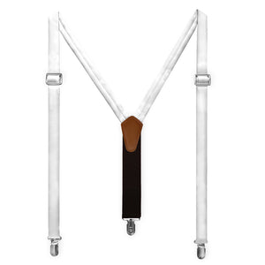 Solid KT White Suspenders - Full Front View - Knotty Tie Co.