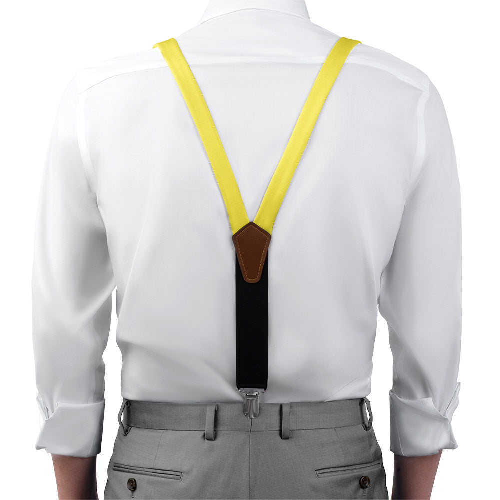 Solid KT Yellow Suspenders - On Model Front View - Knotty Tie Co.