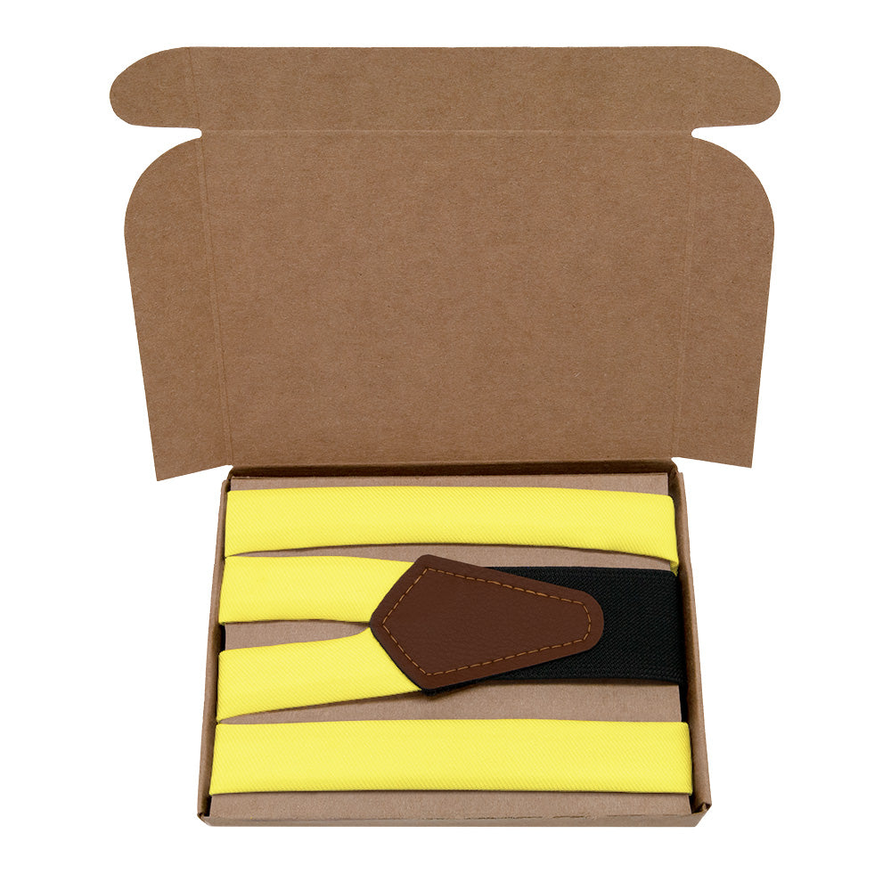 Solid KT Yellow Suspenders - Kraft Gift Box Packaging - Knotty Tie Co.