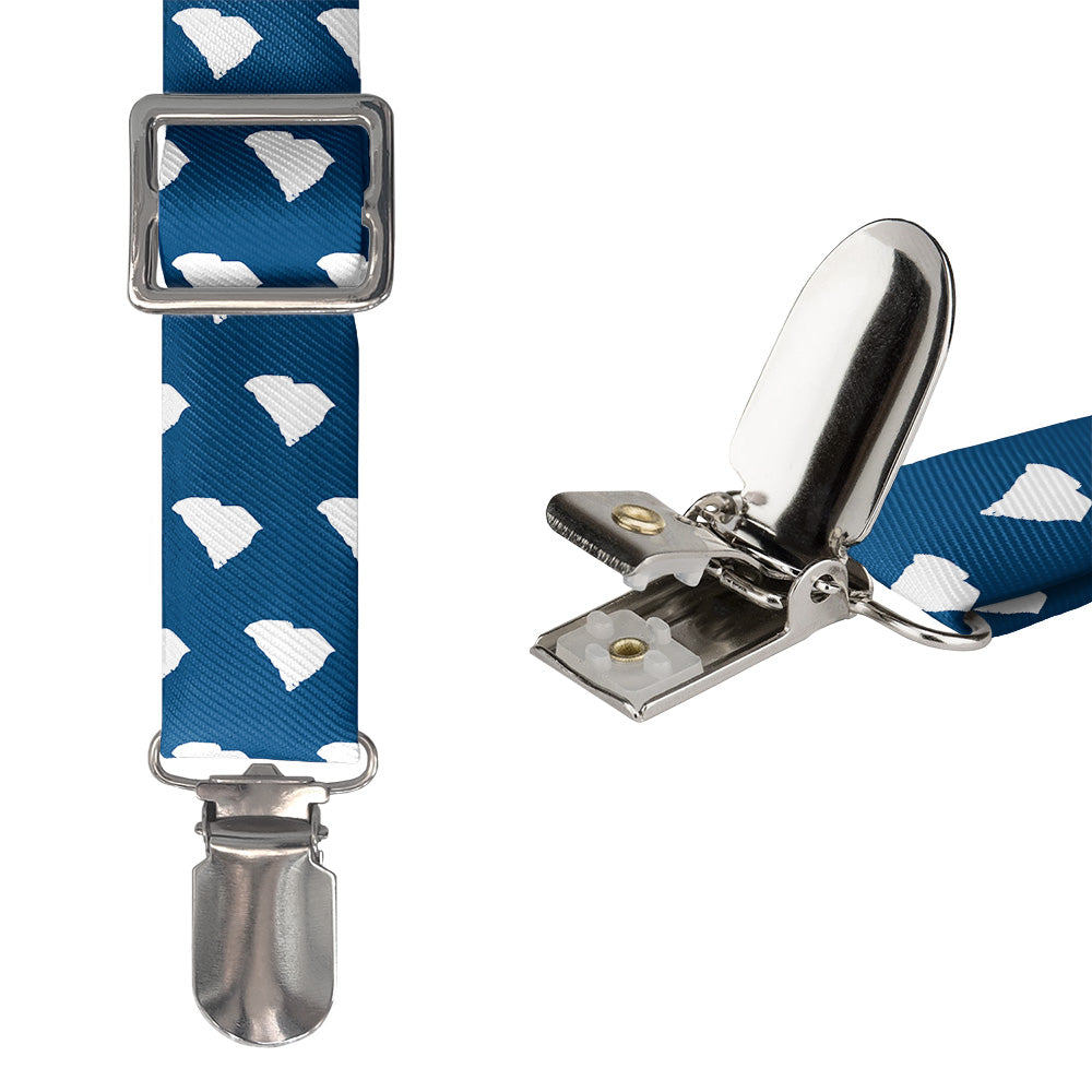 South Carolina State Outline Suspenders - Hardware and Strap - Knotty Tie Co.