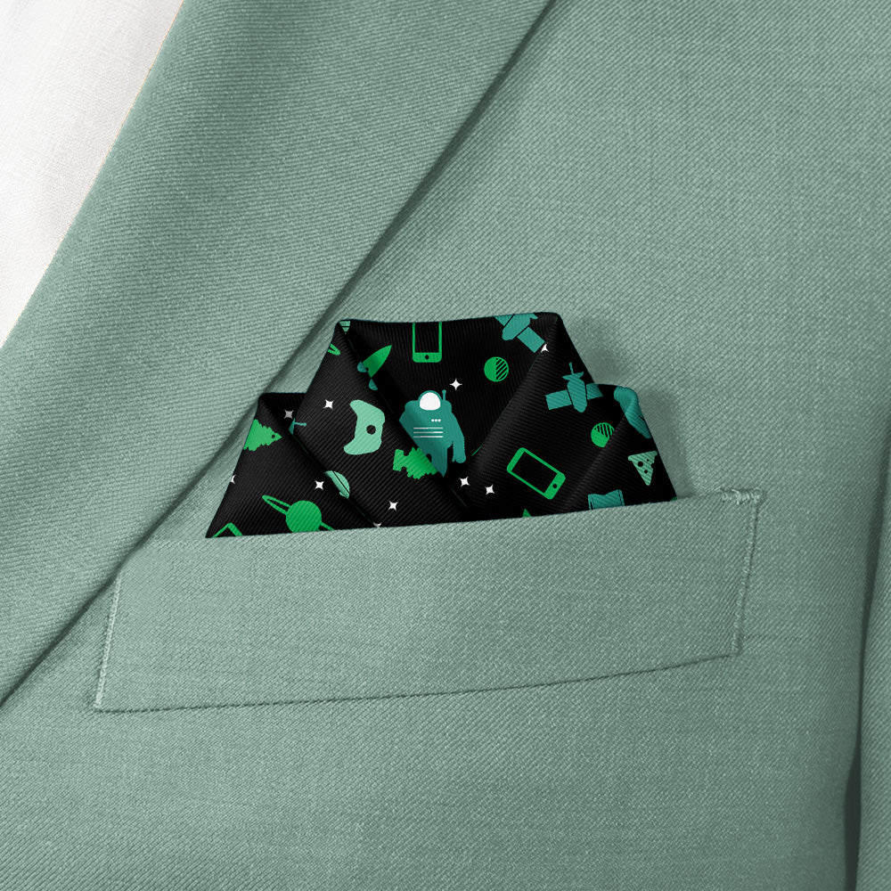 Space Junk Pocket Square - Scalloped Fold - Knotty Tie Co.