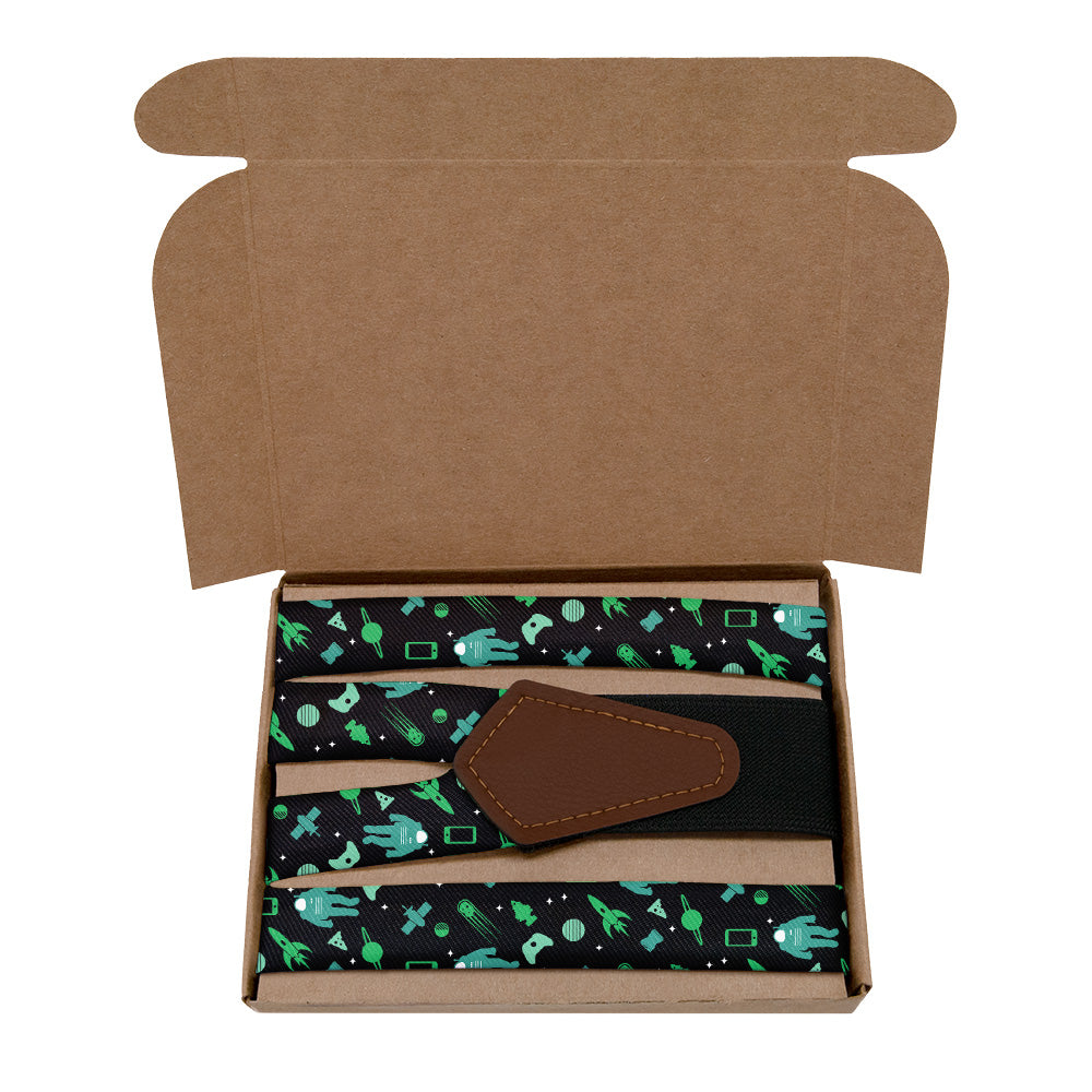 Space Junk Suspenders - Kraft Gift Box Packaging - Knotty Tie Co.