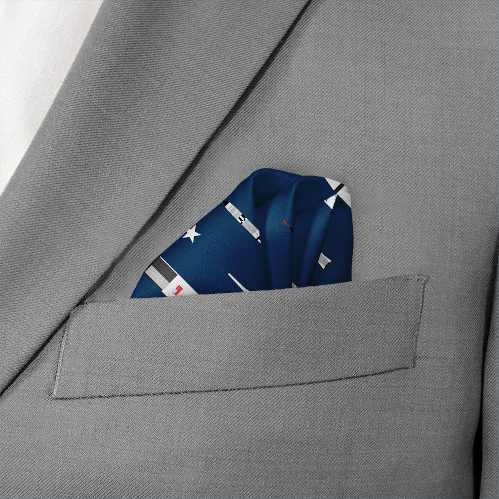 Space Race Pocket Square - Wave Fold - Knotty Tie Co.