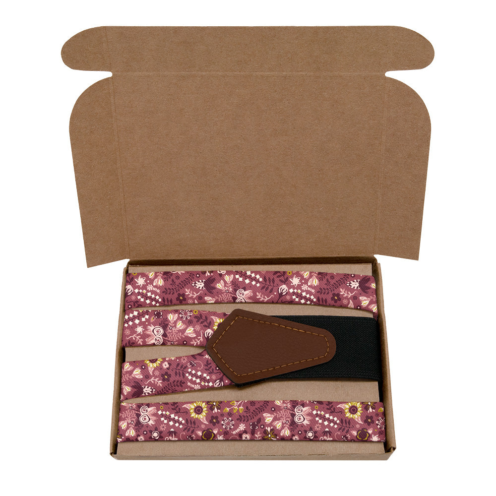 Spring Garden Floral Suspenders - Kraft Gift Box Packaging - Knotty Tie Co.