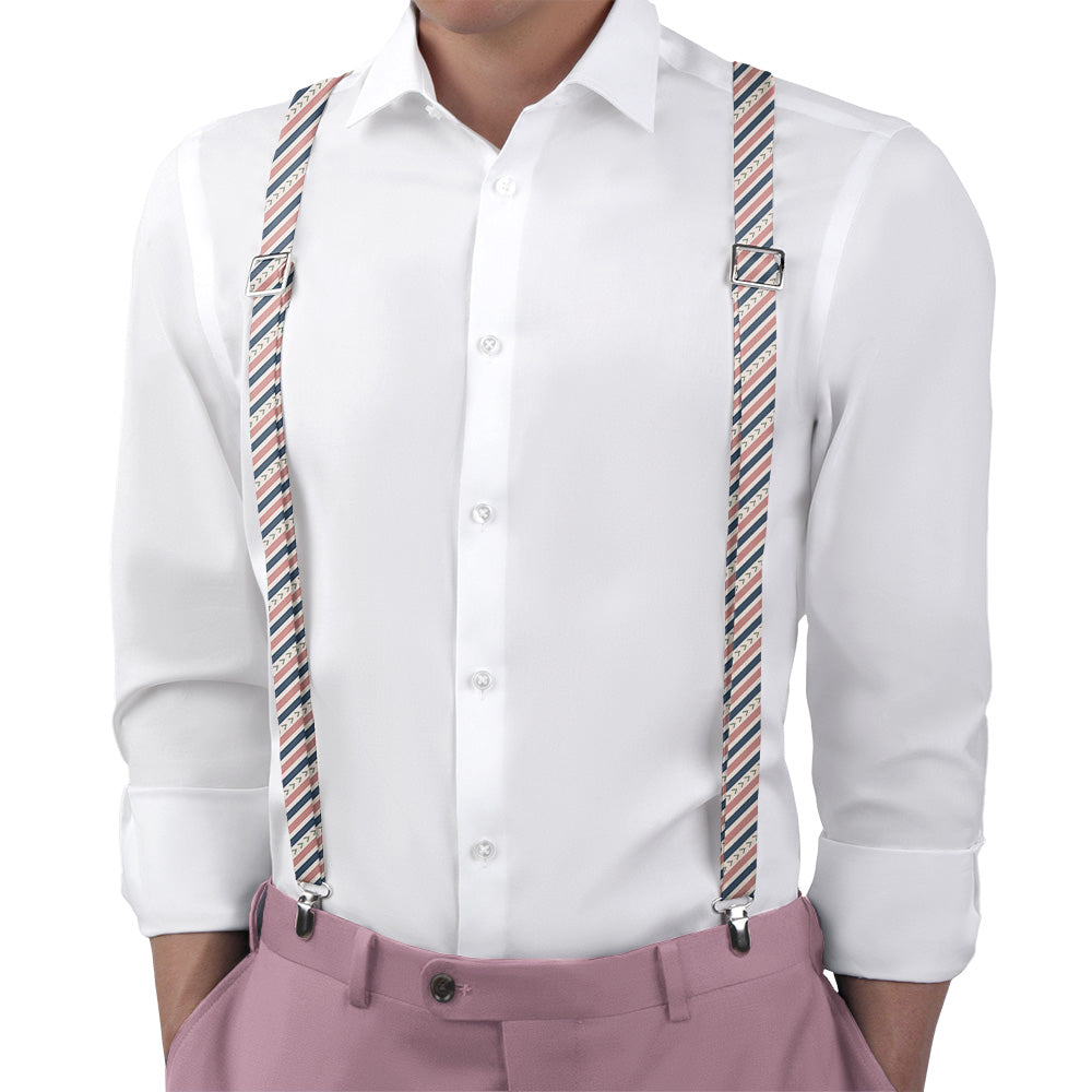 Spring Stripe Suspenders - On Model Back View - Knotty Tie Co.