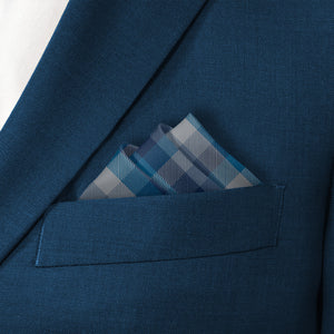 Squared Away Plaid Pocket Square - Stairs Fold - Knotty Tie Co.