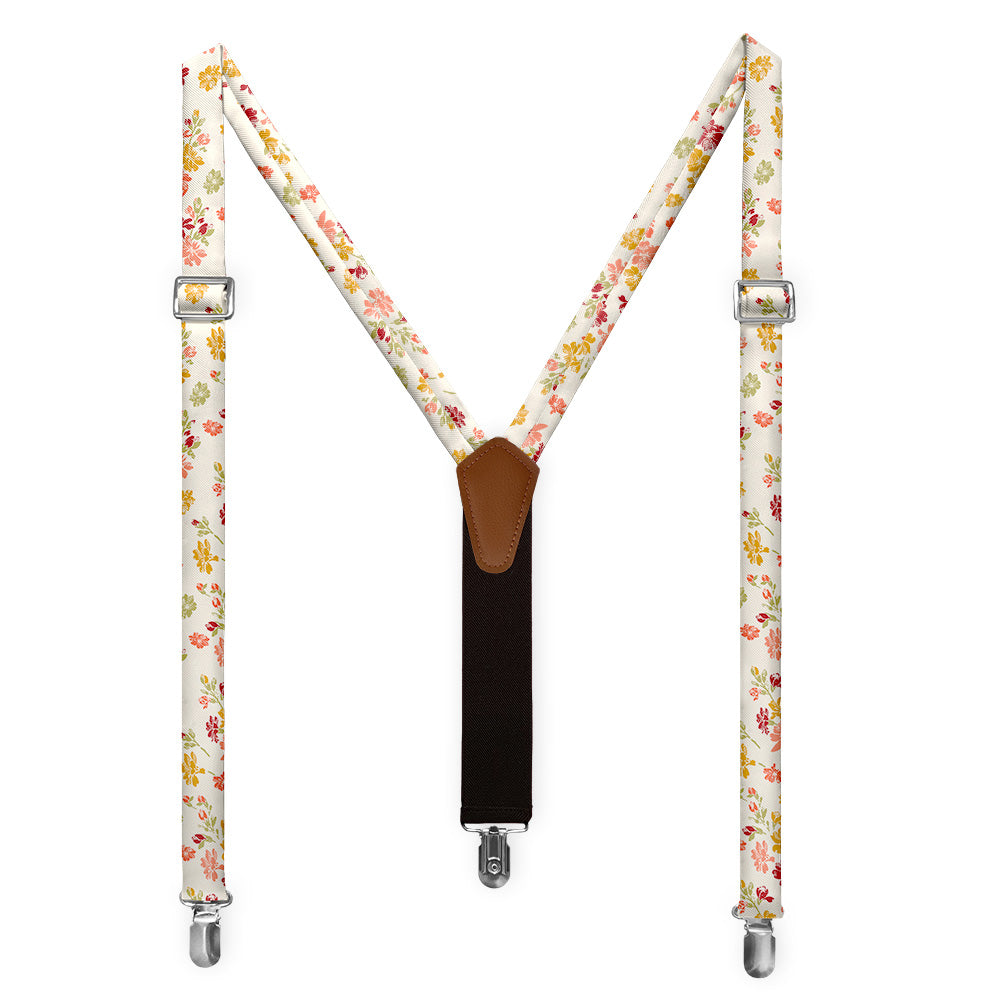 Stamped Floral Suspenders - Full Front View - Knotty Tie Co.