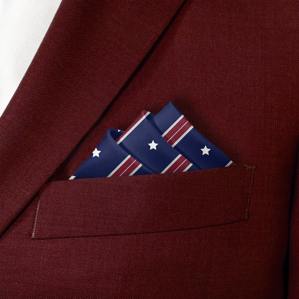 Star Spangled Pocket Square - Stairs Fold - Knotty Tie Co.