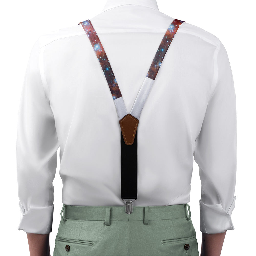 Stars Collide Suspenders - On Model Front View - Knotty Tie Co.