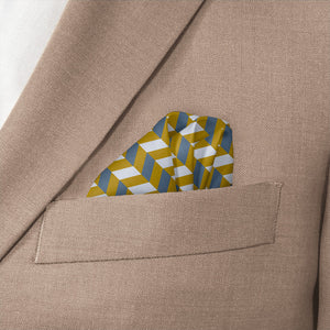 Steps Geometric Pocket Square - Wave Fold - Knotty Tie Co.