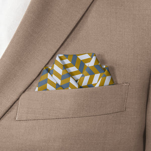 Steps Geometric Pocket Square - Scalloped Fold - Knotty Tie Co.