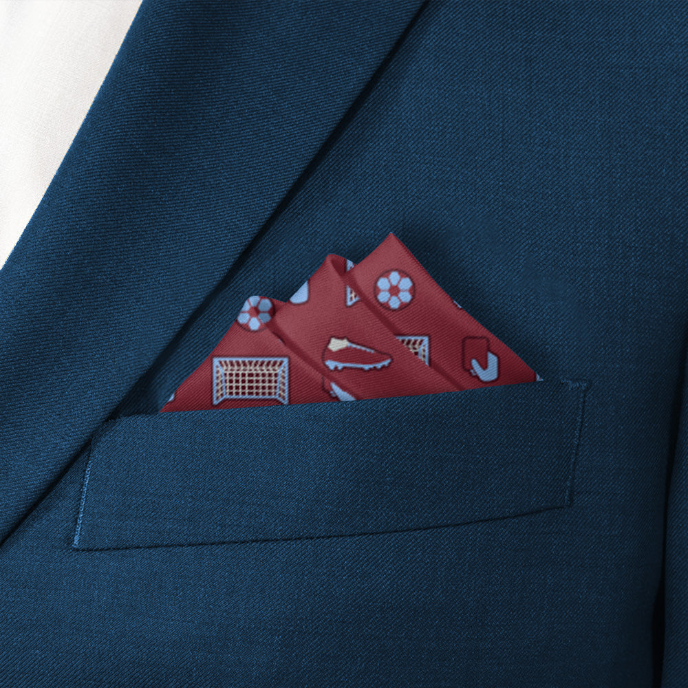 Strike It Soccer Pocket Square 4 Stairs Fold - Knotty Tie Co.