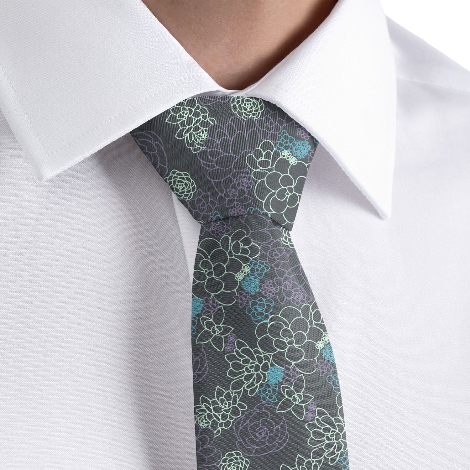 Succulent Cactus Garden Necktie - Rolled - Knotty Tie Co.