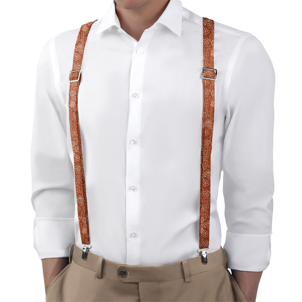 Succulent Cactus Garden Suspenders - Full Front View - Knotty Tie Co.