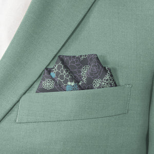 Succulent Cactus Garden Pocket Square - Scalloped Fold - Knotty Tie Co.