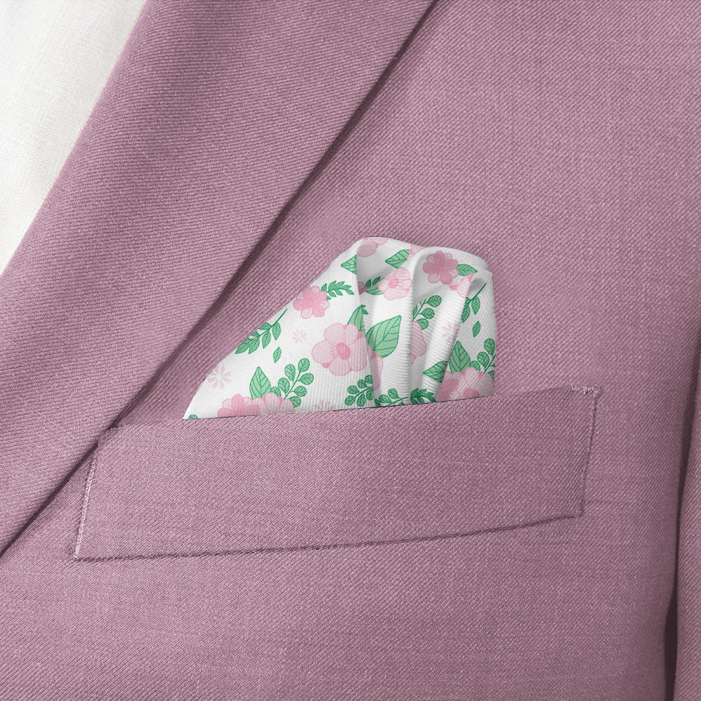 Sugar Floral Pocket Square - Wave Fold - Knotty Tie Co.