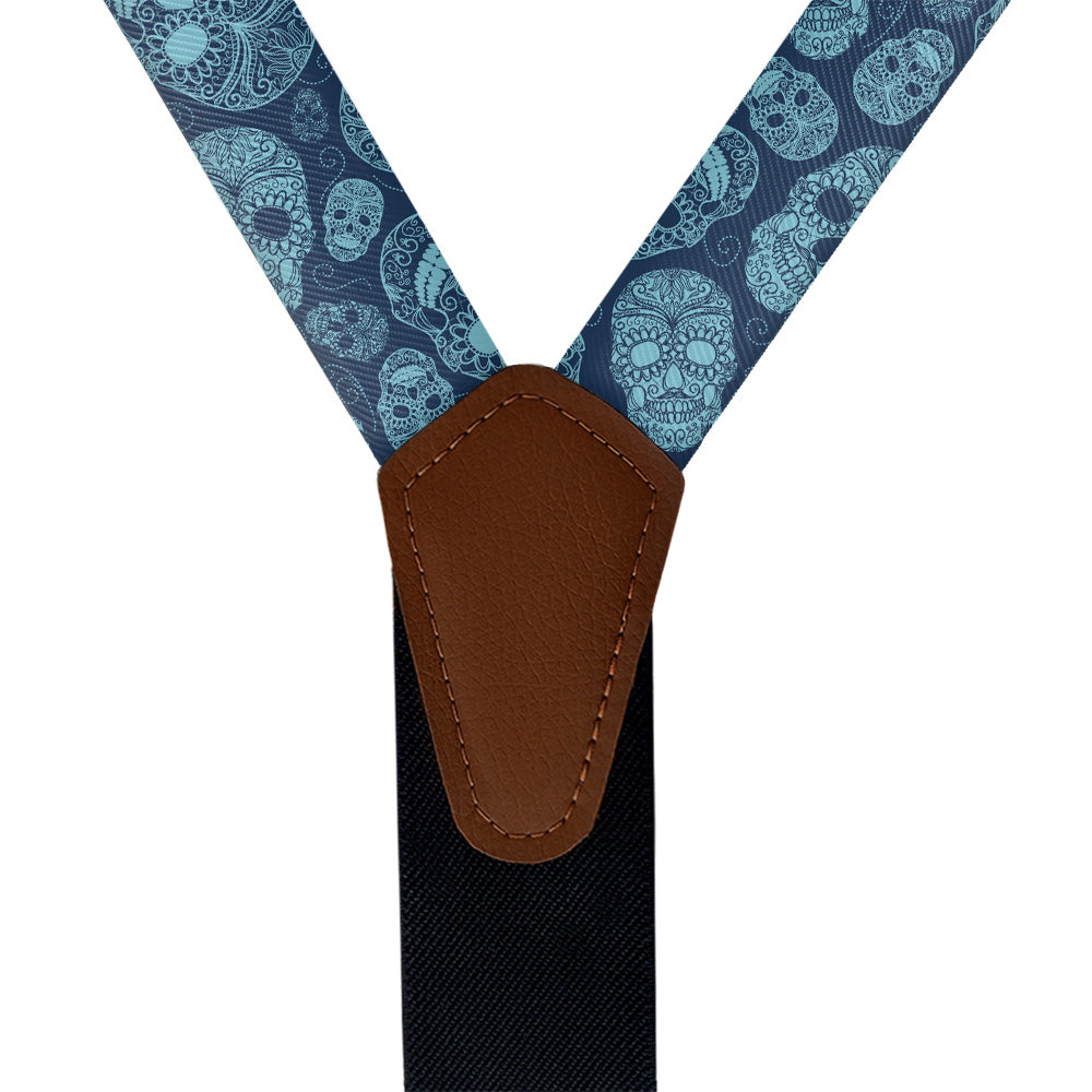 Sugar Skull Suspenders - Vegan Leather Y-Back - Knotty Tie Co.