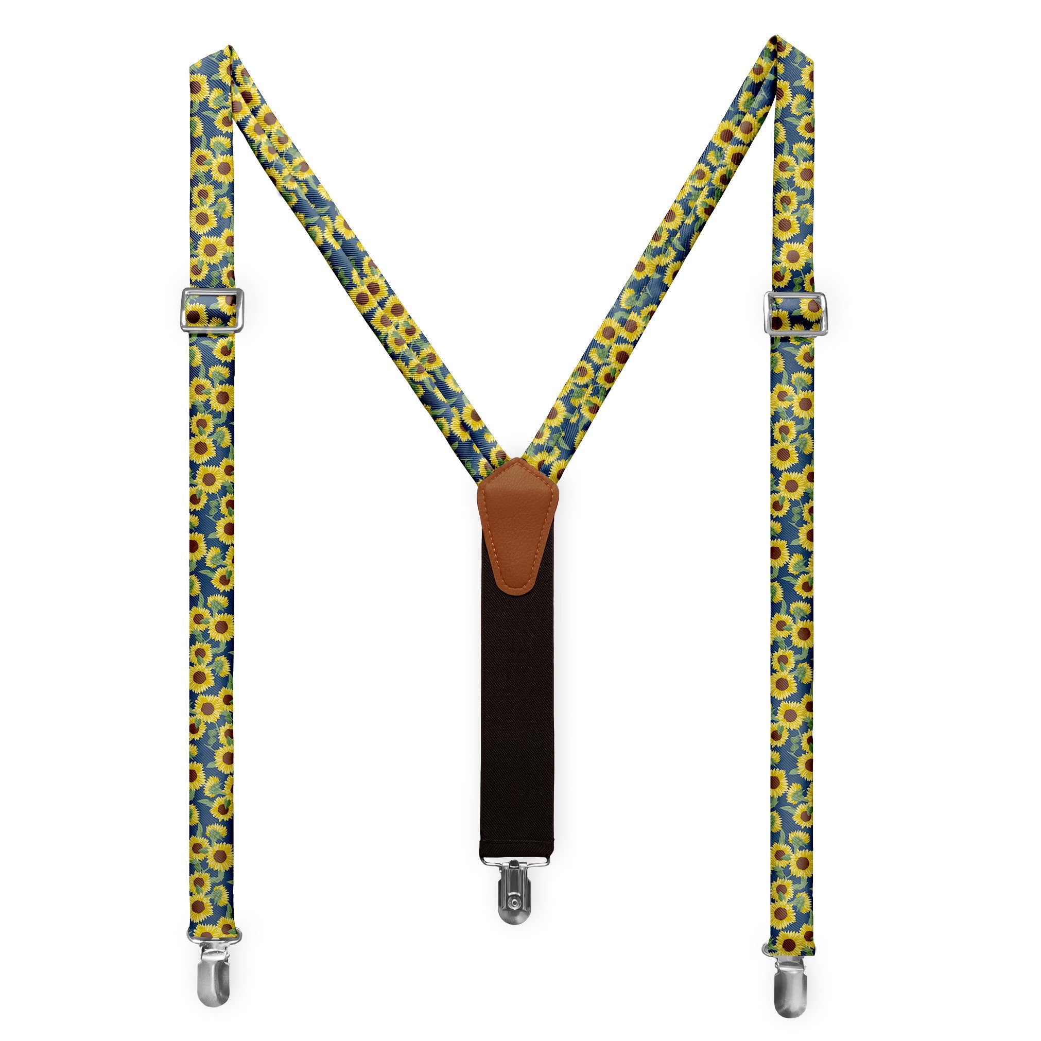 Sunflower Floral Suspenders - Full Front View - Knotty Tie Co.