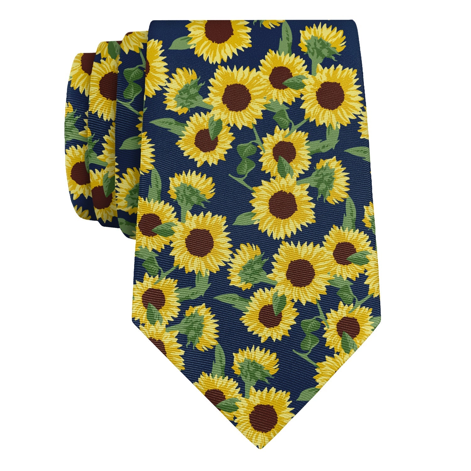 Sunflower Floral Necktie - Rolled - Knotty Tie Co.