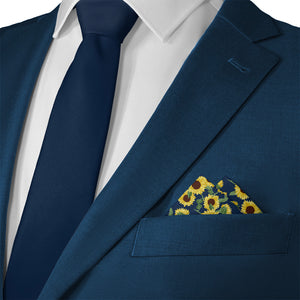 Sunflower Floral Pocket Square - Matching Necktie- Knotty Tie Co.