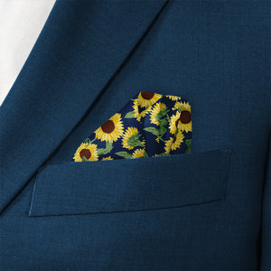 Sunflower Floral Pocket Square - Wave Fold - Knotty Tie Co.