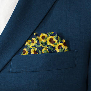 Sunflower Floral Pocket Square - Scalloped Fold - Knotty Tie Co.