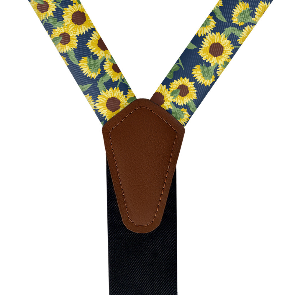 Sunflower Floral Suspenders - Vegan Leather Y-Back - Knotty Tie Co.