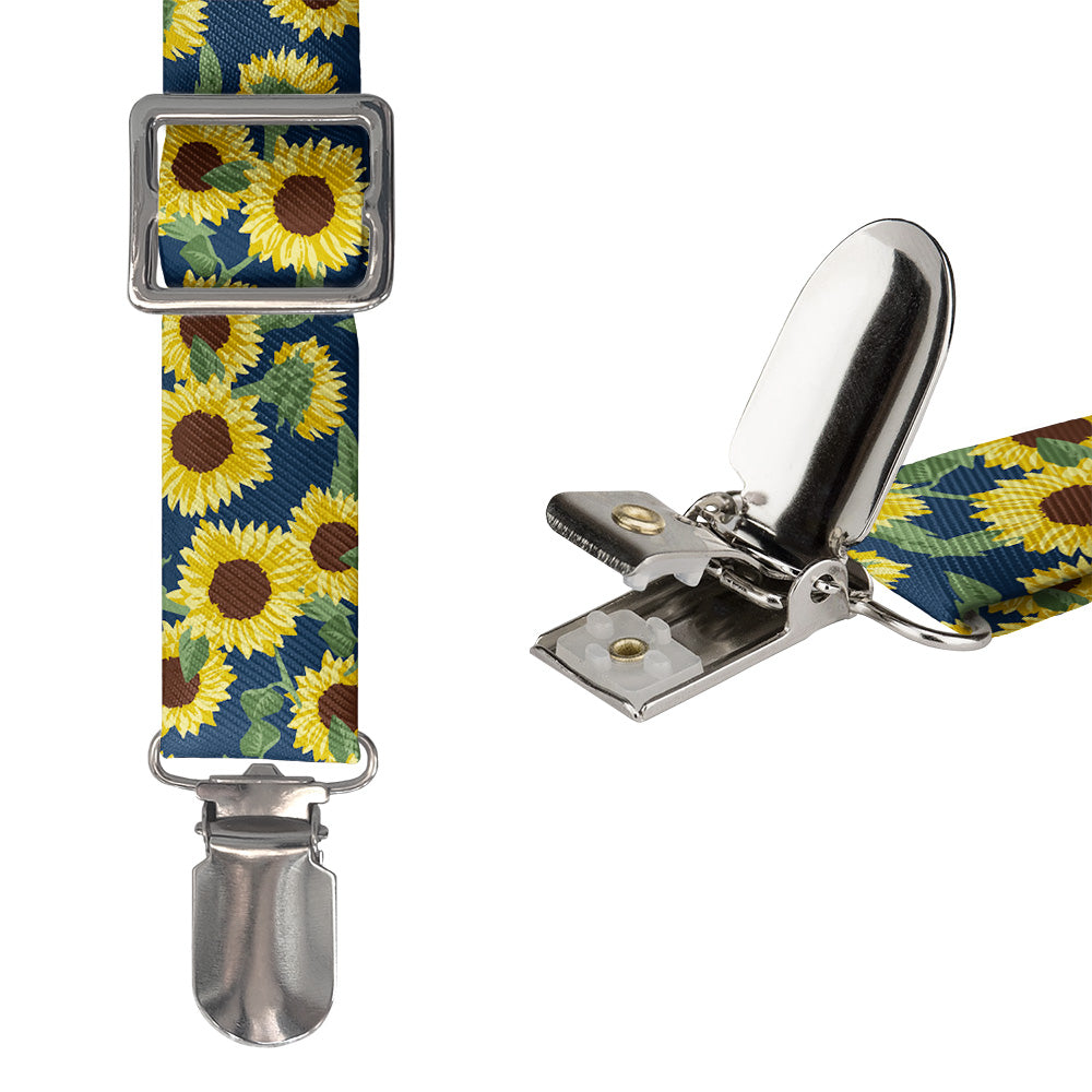 Sunflower Floral Suspenders - Hardware and Strap - Knotty Tie Co.