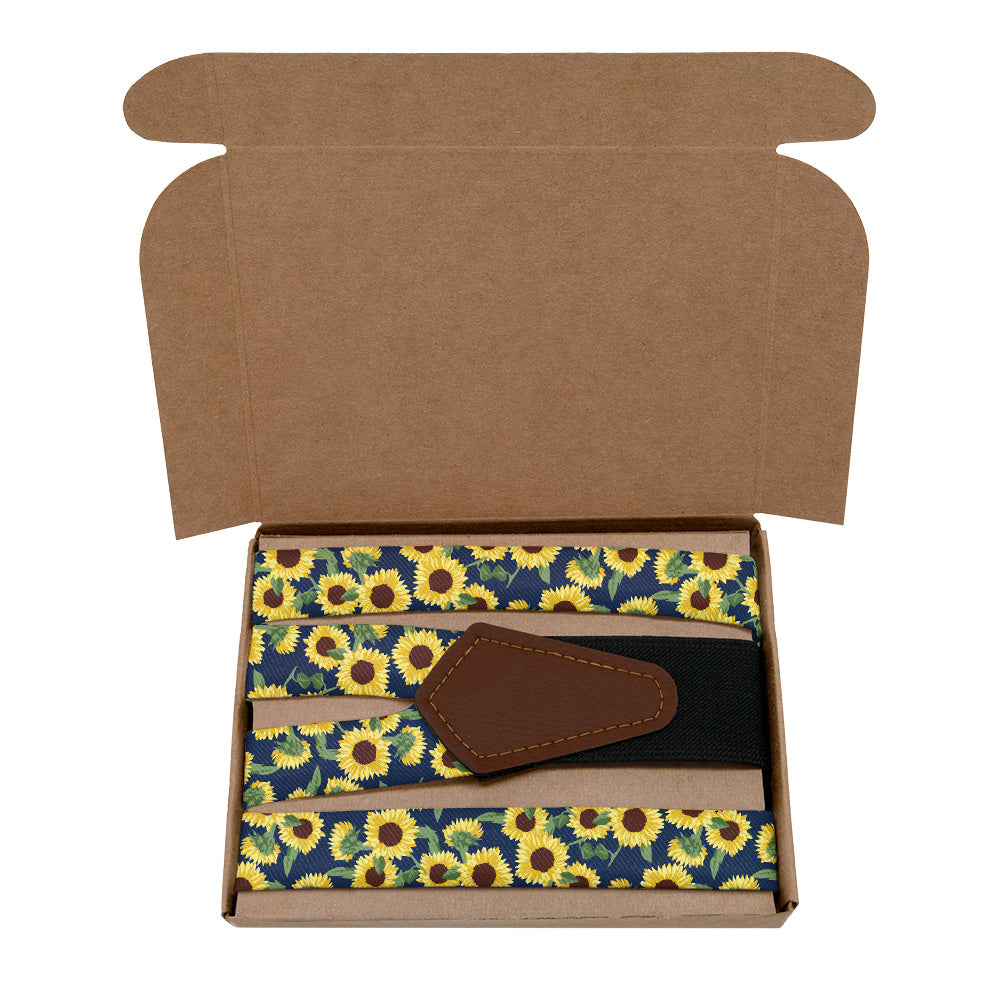 Sunflower Floral Suspenders - Kraft Gift Box Packaging - Knotty Tie Co.