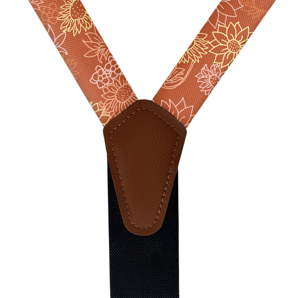 Sunflower Garden Suspenders - Vegan Leather Y-Back - Knotty Tie Co.