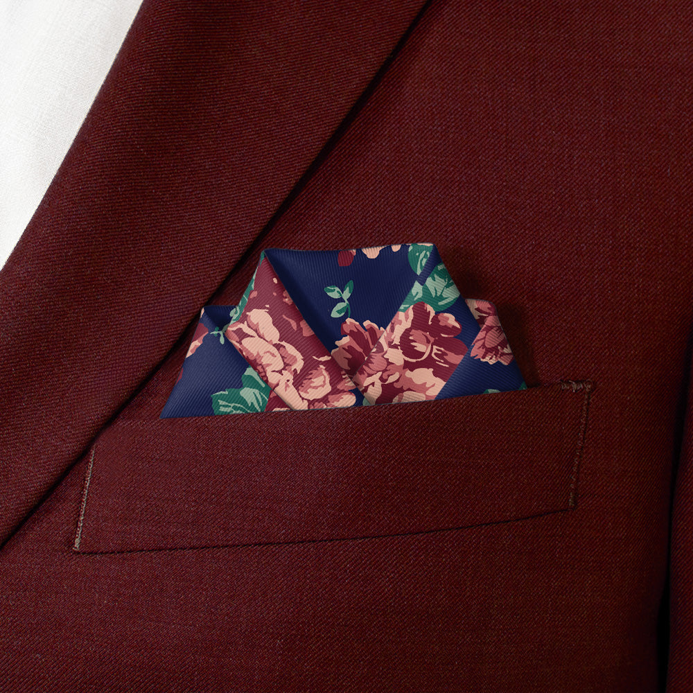 Sylvan Floral Pocket Square - Scalloped Fold - Knotty Tie Co.