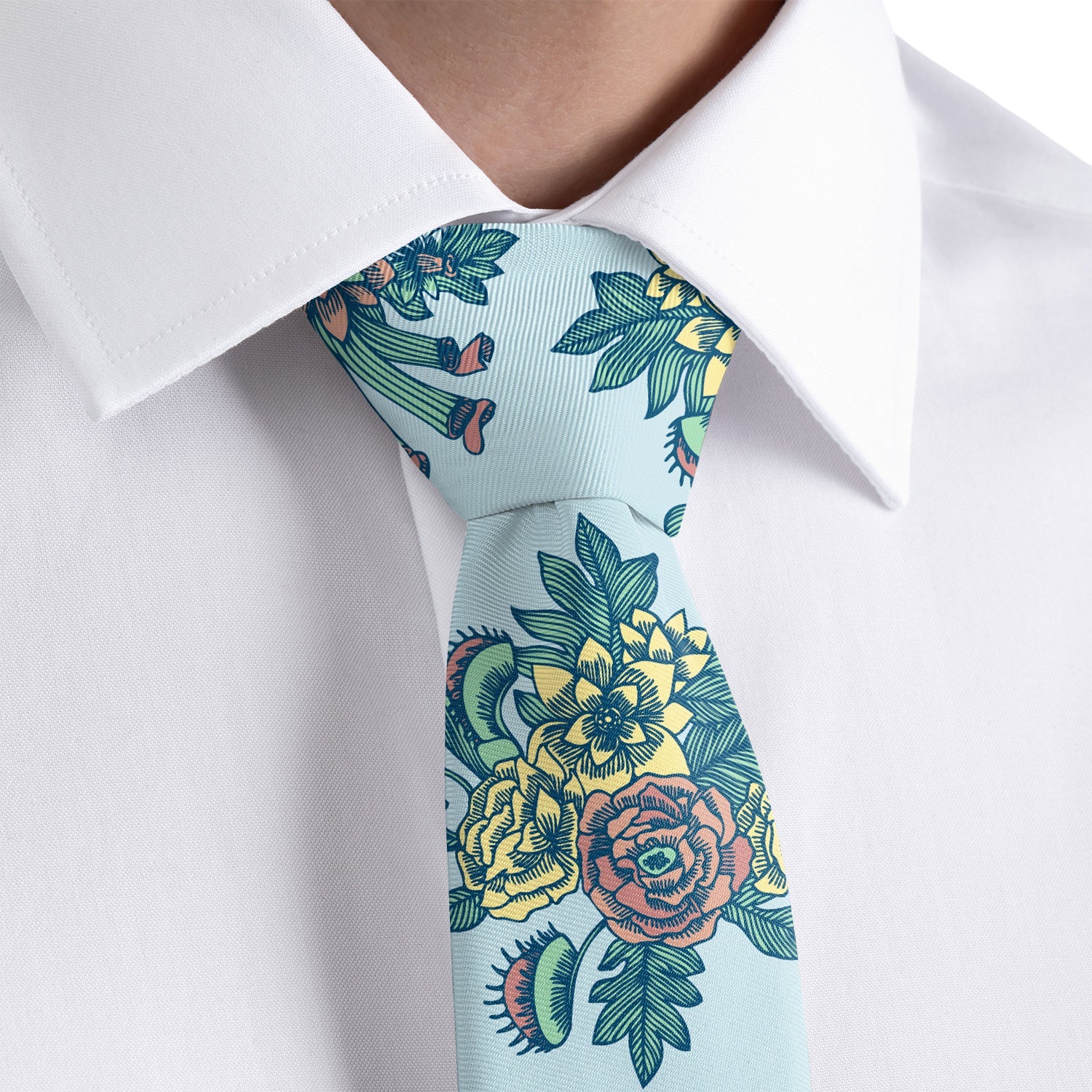 Tattoo Floral Necktie - Rolled - Knotty Tie Co.