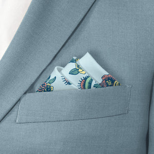 Tattoo Floral Pocket Square - Stairs Fold - Knotty Tie Co.